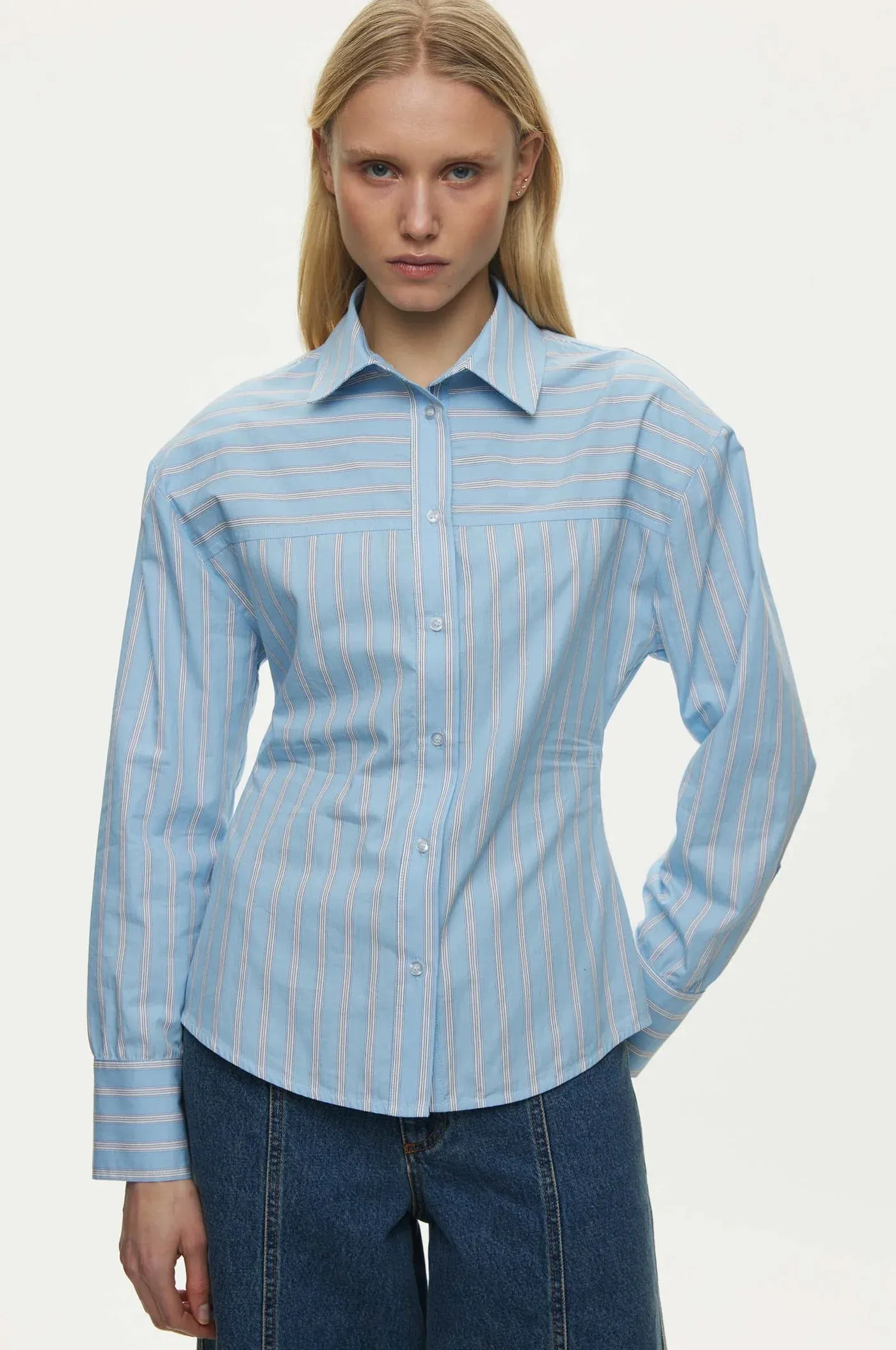 Oval Square Finesse Shirt // Light Blue Stripe