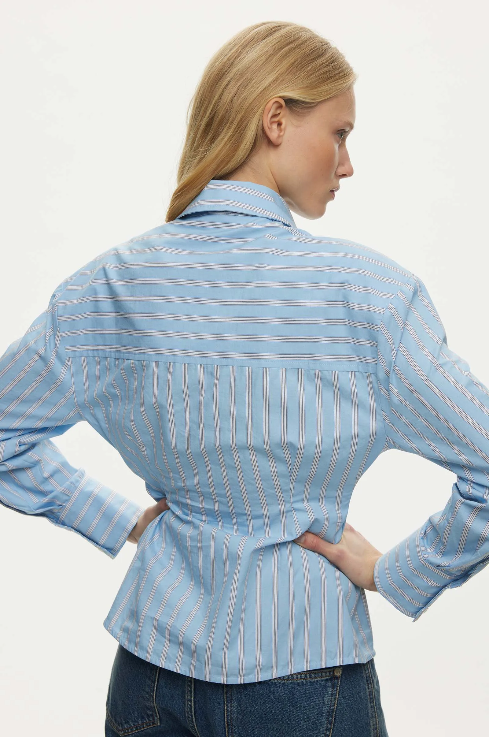 Oval Square Finesse Shirt // Light Blue Stripe