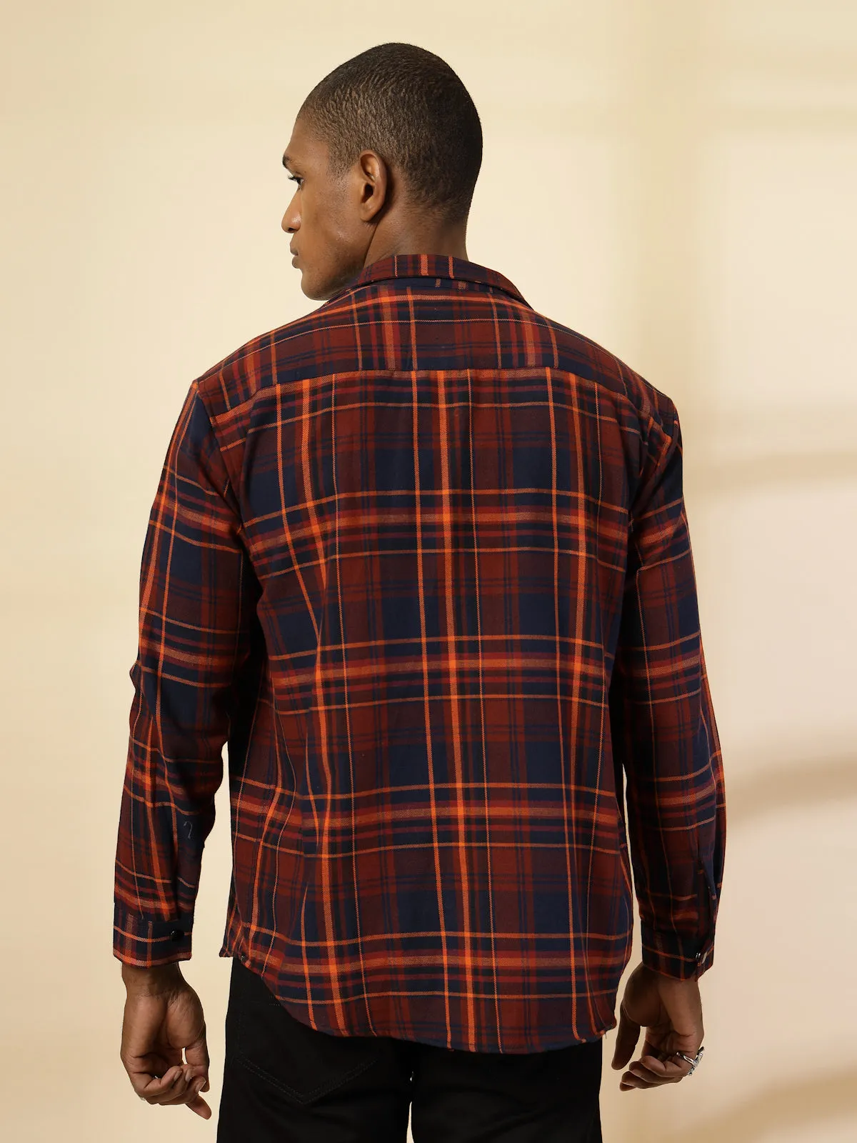 Oversized Cotton Flannel Checked Shacket