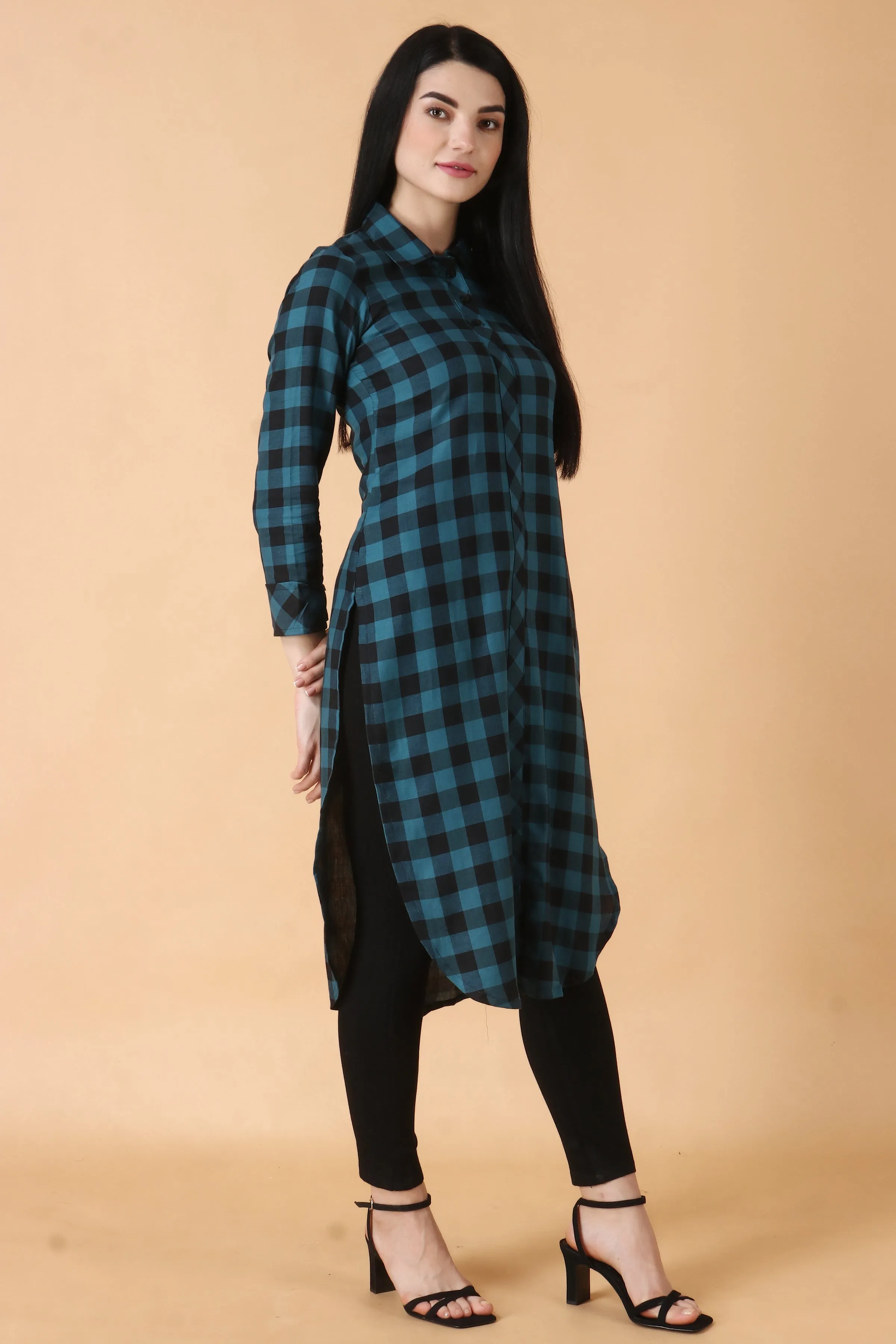 Peacock Checked Woollen Kurta