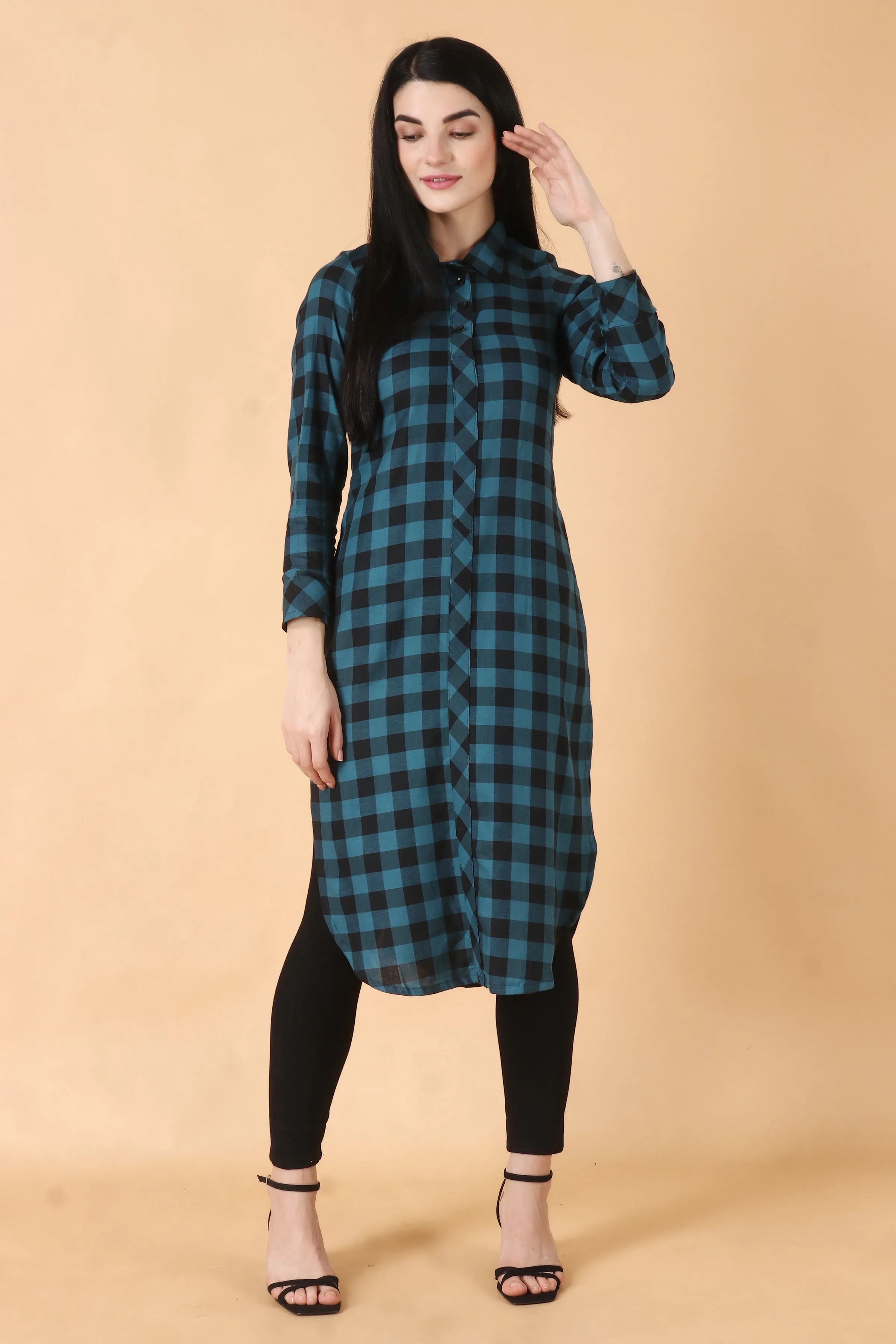 Peacock Checked Woollen Kurta
