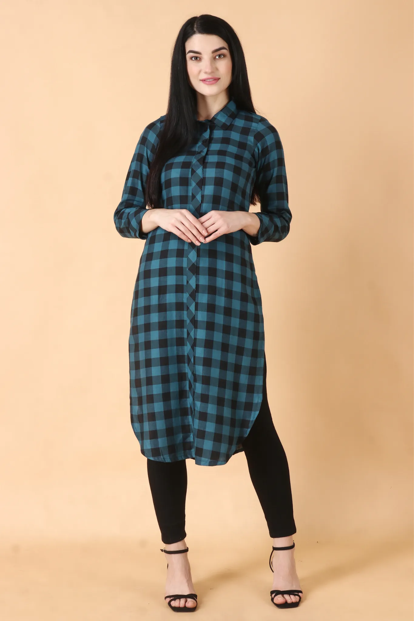 Peacock Checked Woollen Kurta