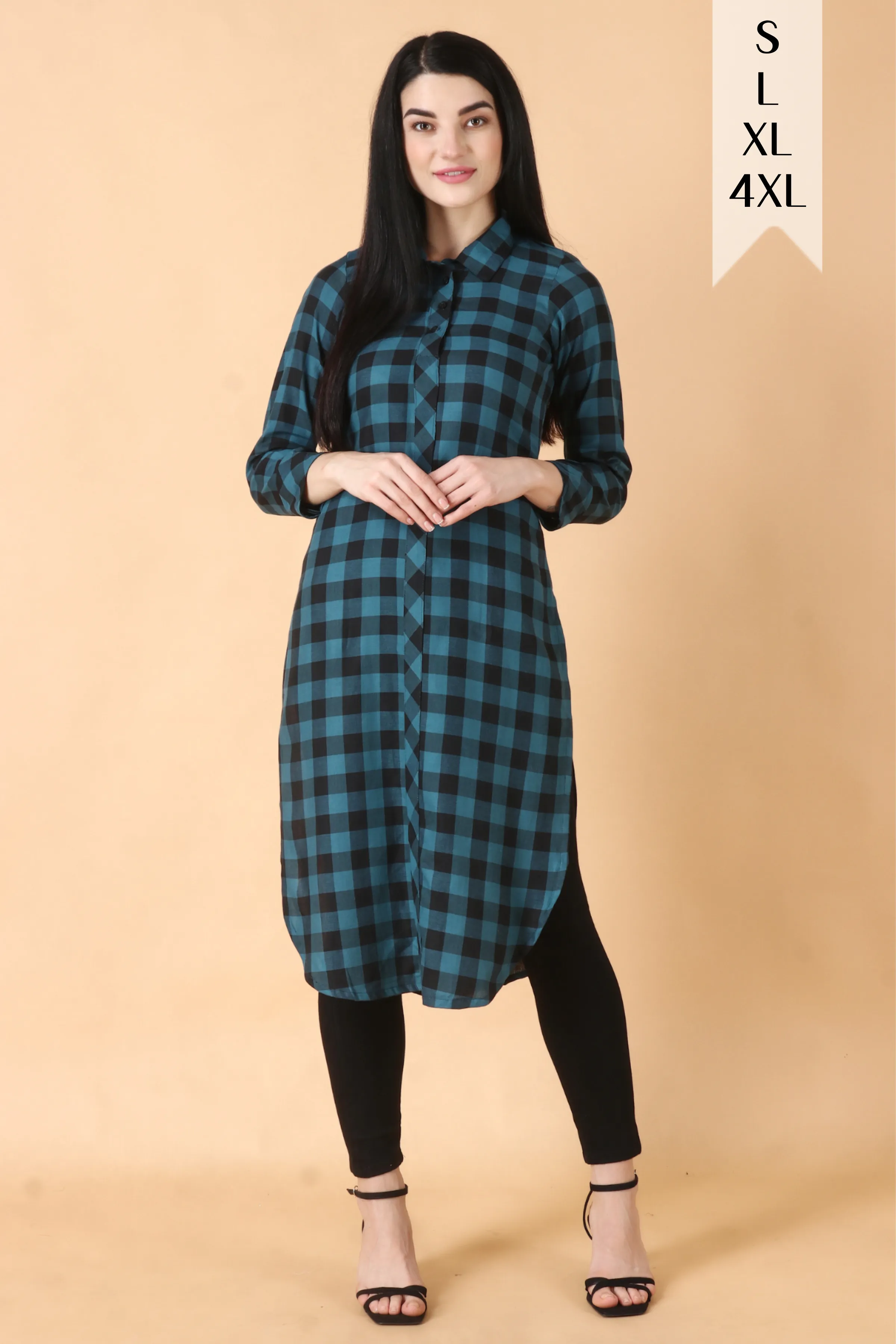 Peacock Checked Woollen Kurta