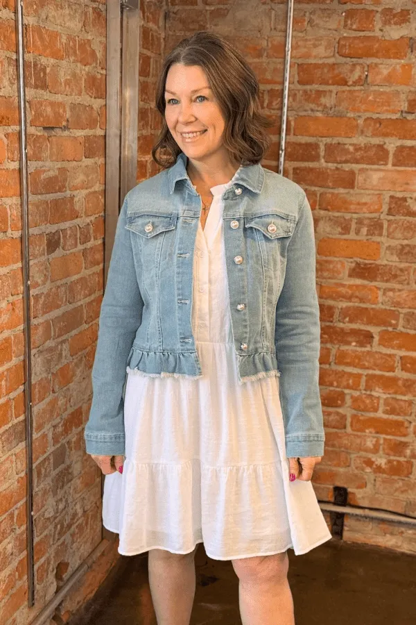 Peplum Hem Denim Jacket
