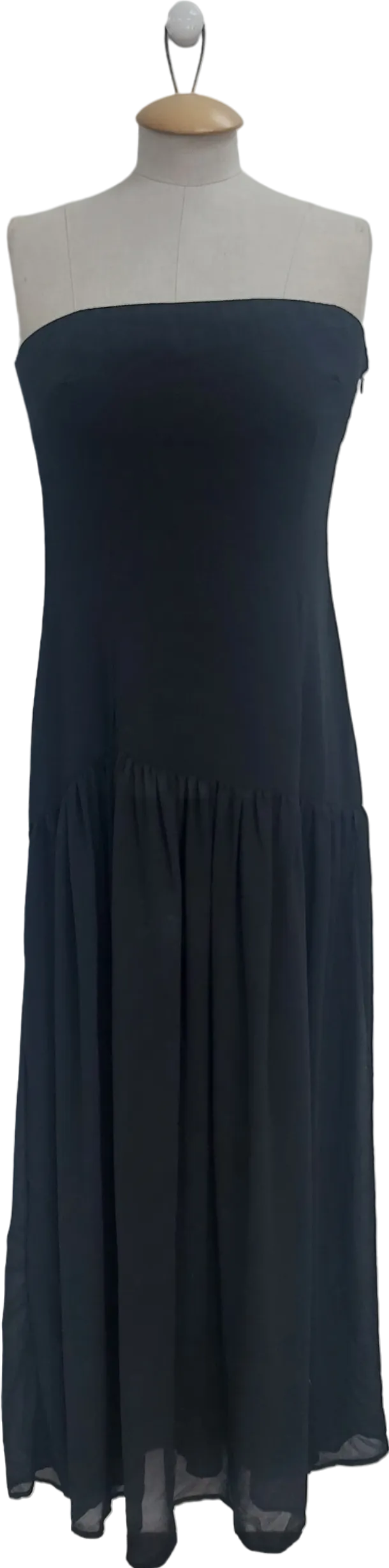Peppered Mayo Black Eden Strapless Maxi Dress UK 10