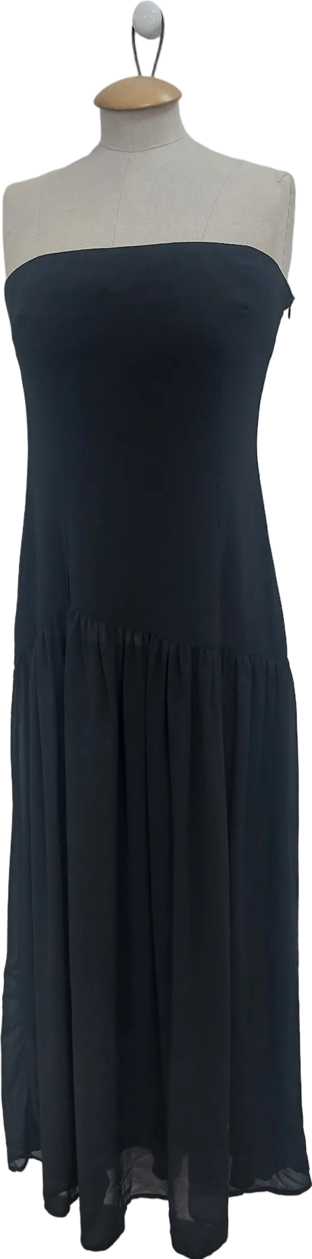 Peppered Mayo Black Eden Strapless Maxi Dress UK 10
