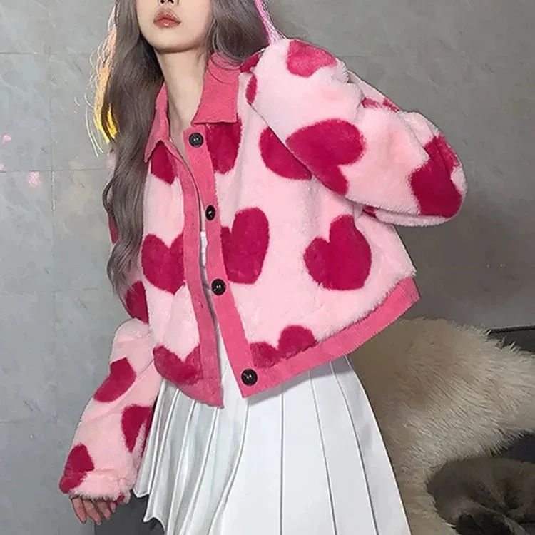 Pink Hearts Woolen Jacket