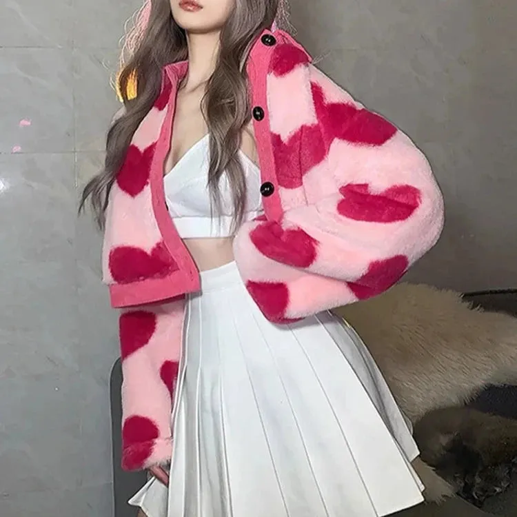 Pink Hearts Woolen Jacket