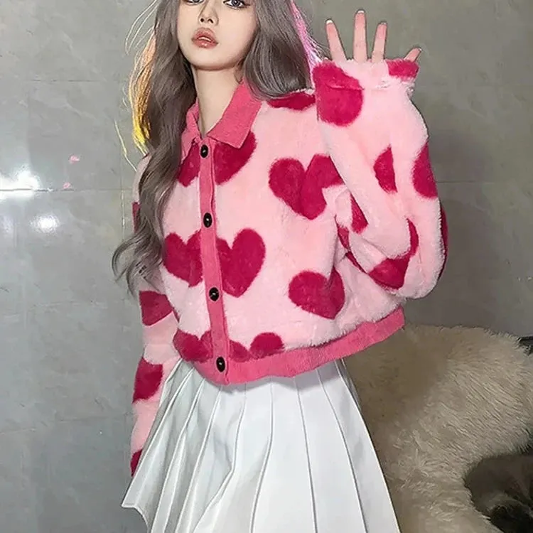 Pink Hearts Woolen Jacket
