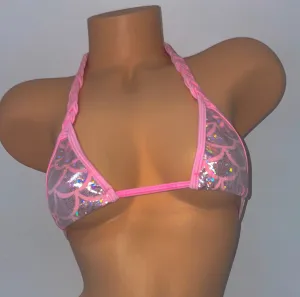 PINK MERMAID HAND BRAIDED BIKINI TOP