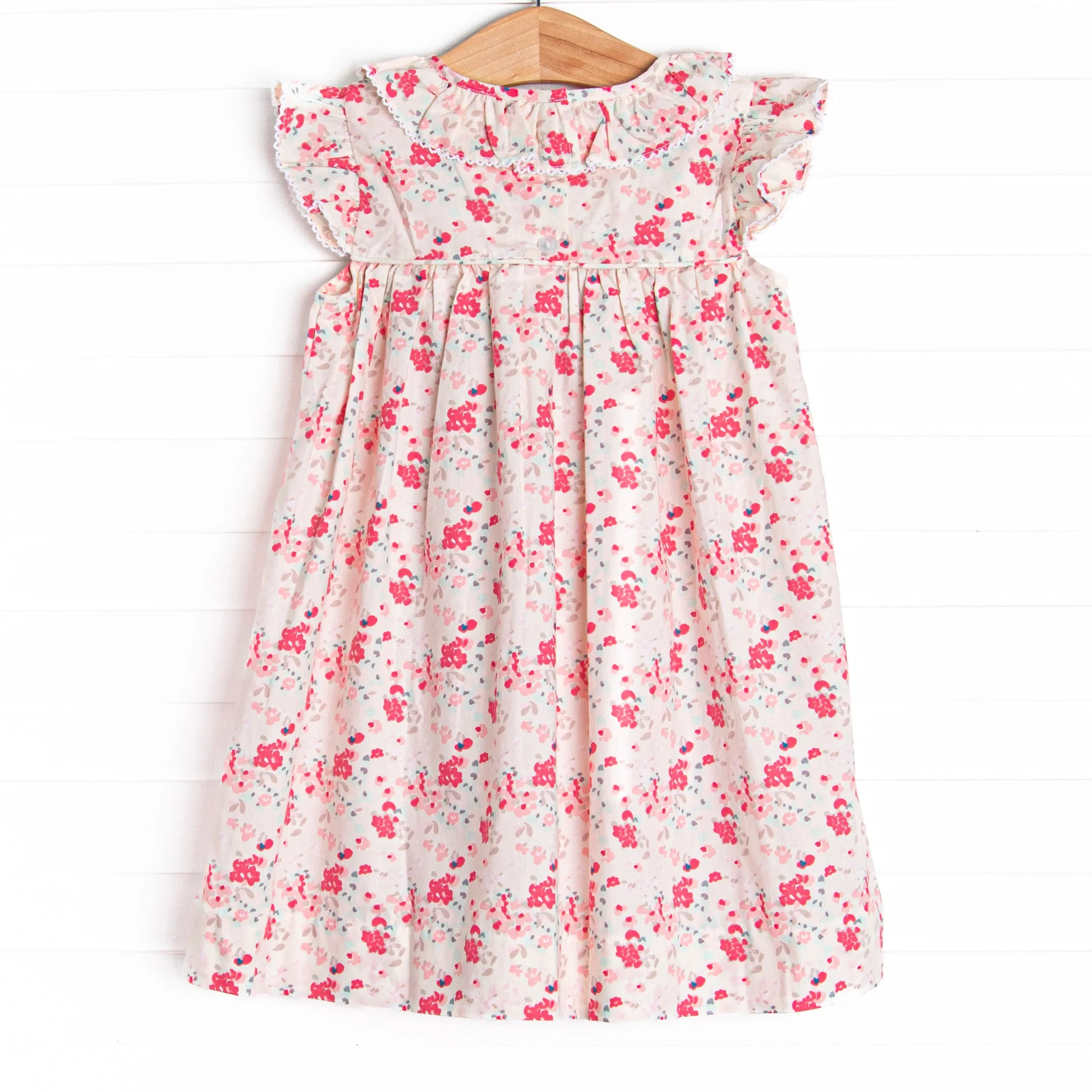 Pink Petals Flutter Sleeve Dress, Pink Floral