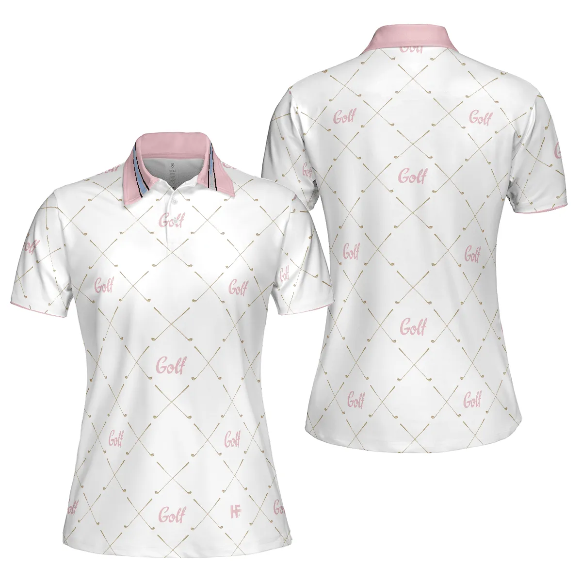 Pink Simple Golf Clubs Pattern - Women Polo