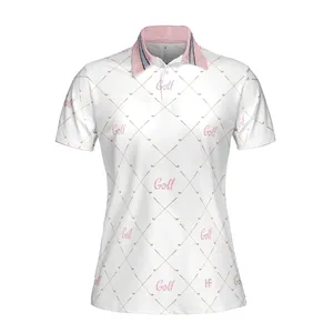 Pink Simple Golf Clubs Pattern - Women Polo