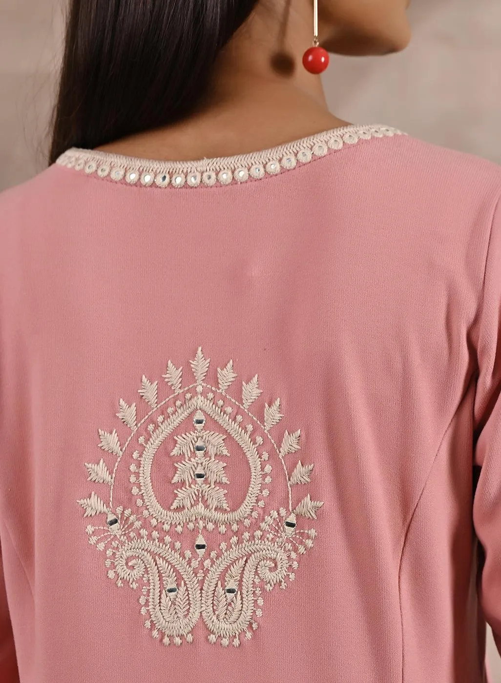 Pink Woolen Kurta with Fine Embroidery