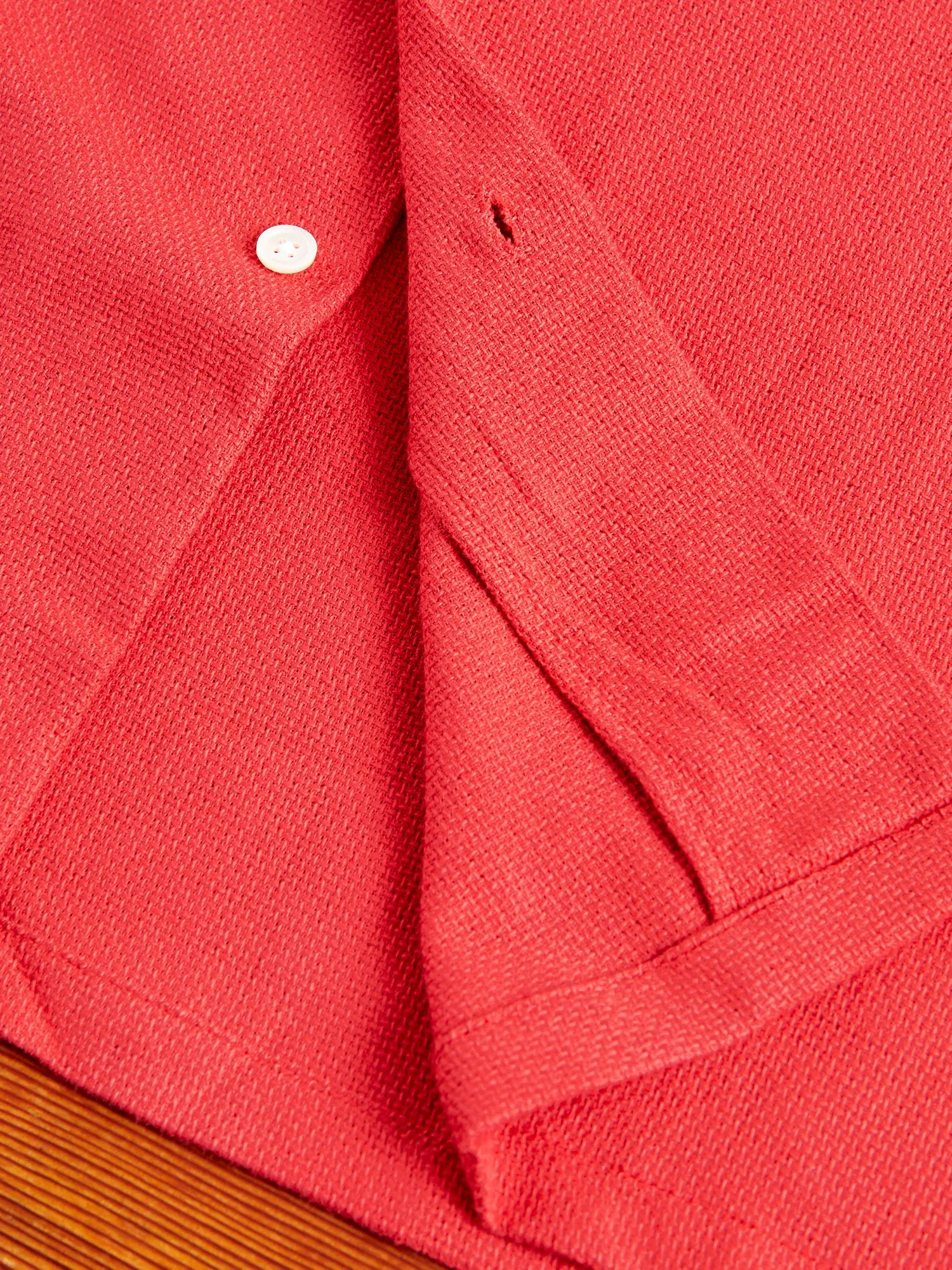 Pique Button-Up Shirt in Clay