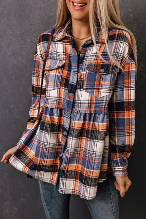 Plaid Ruffled Shirt Jacket