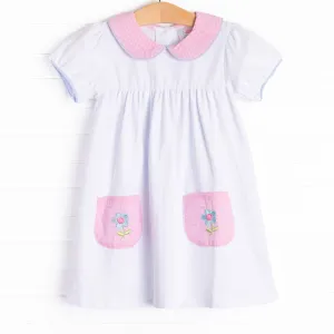 Pockets of Petals Embroidered Dress, Pink