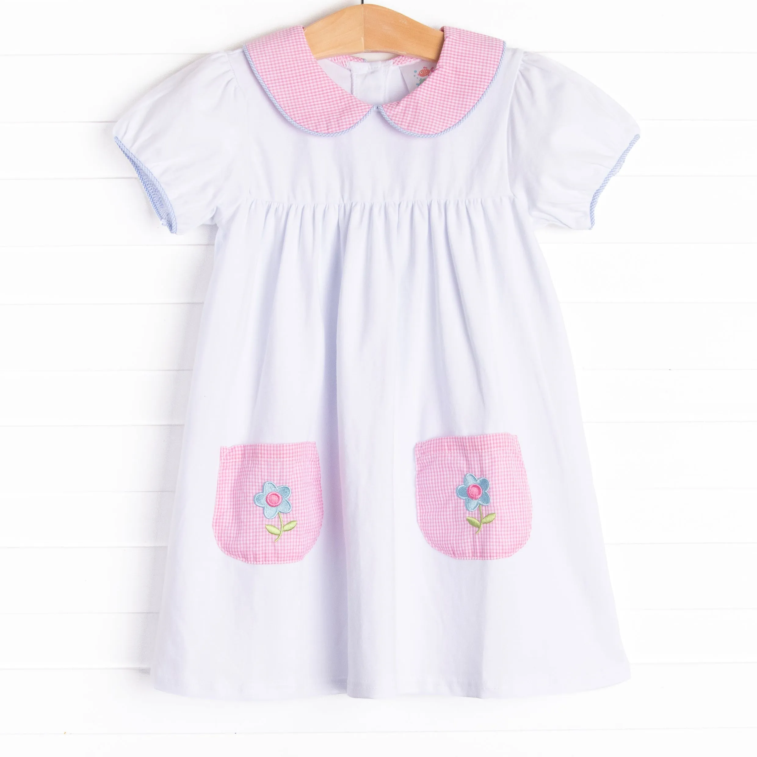 Pockets of Petals Embroidered Dress, Pink