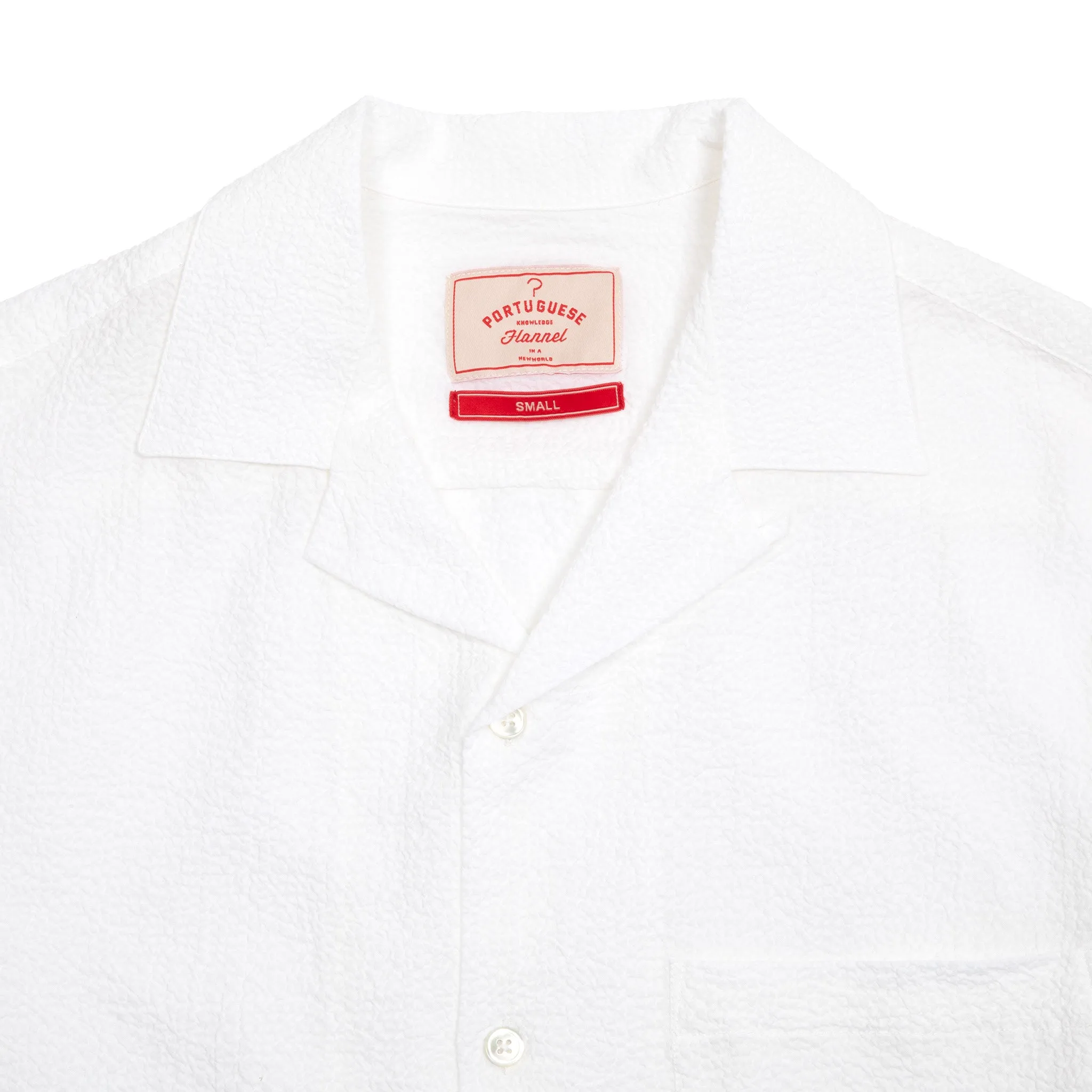 Portuguese Flannel Flame Camp Collar Shirt in White
