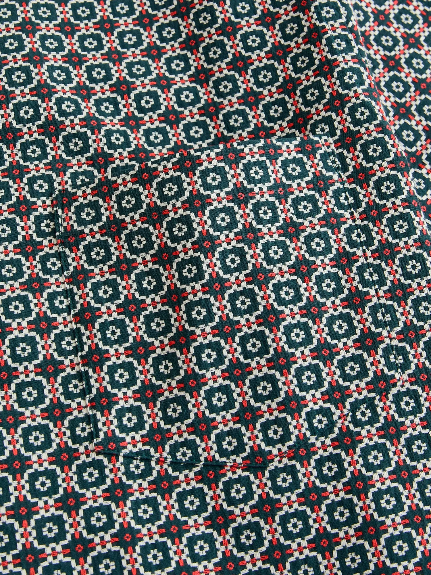 Portuguese Tile Button-Up Shirt in Green Orange