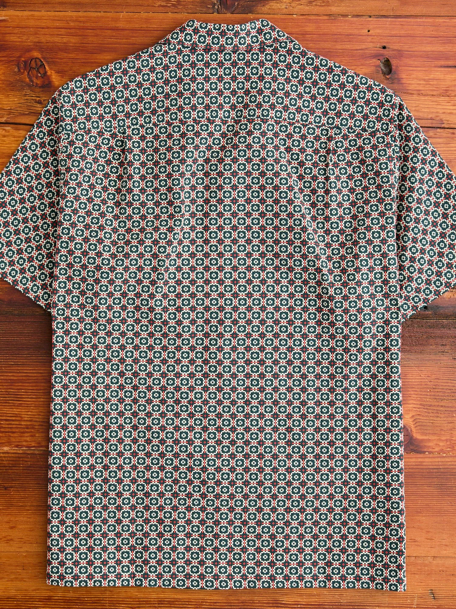 Portuguese Tile Button-Up Shirt in Green Orange