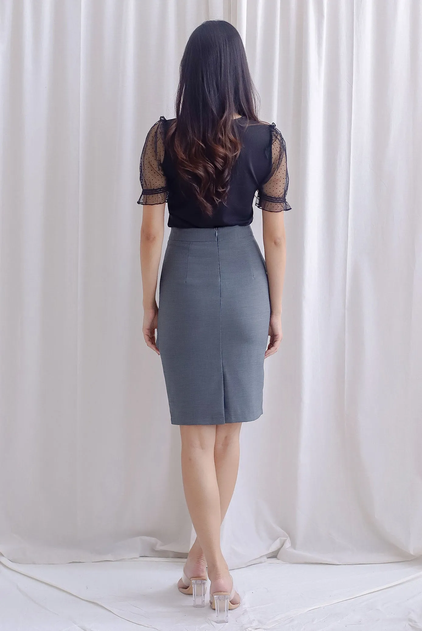 *Premium* TDC Dimity Peplum Pencil Skirt II In Grey