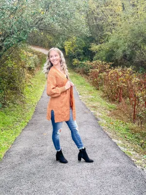 Pumpkin Spice Cable Knit Cardigan