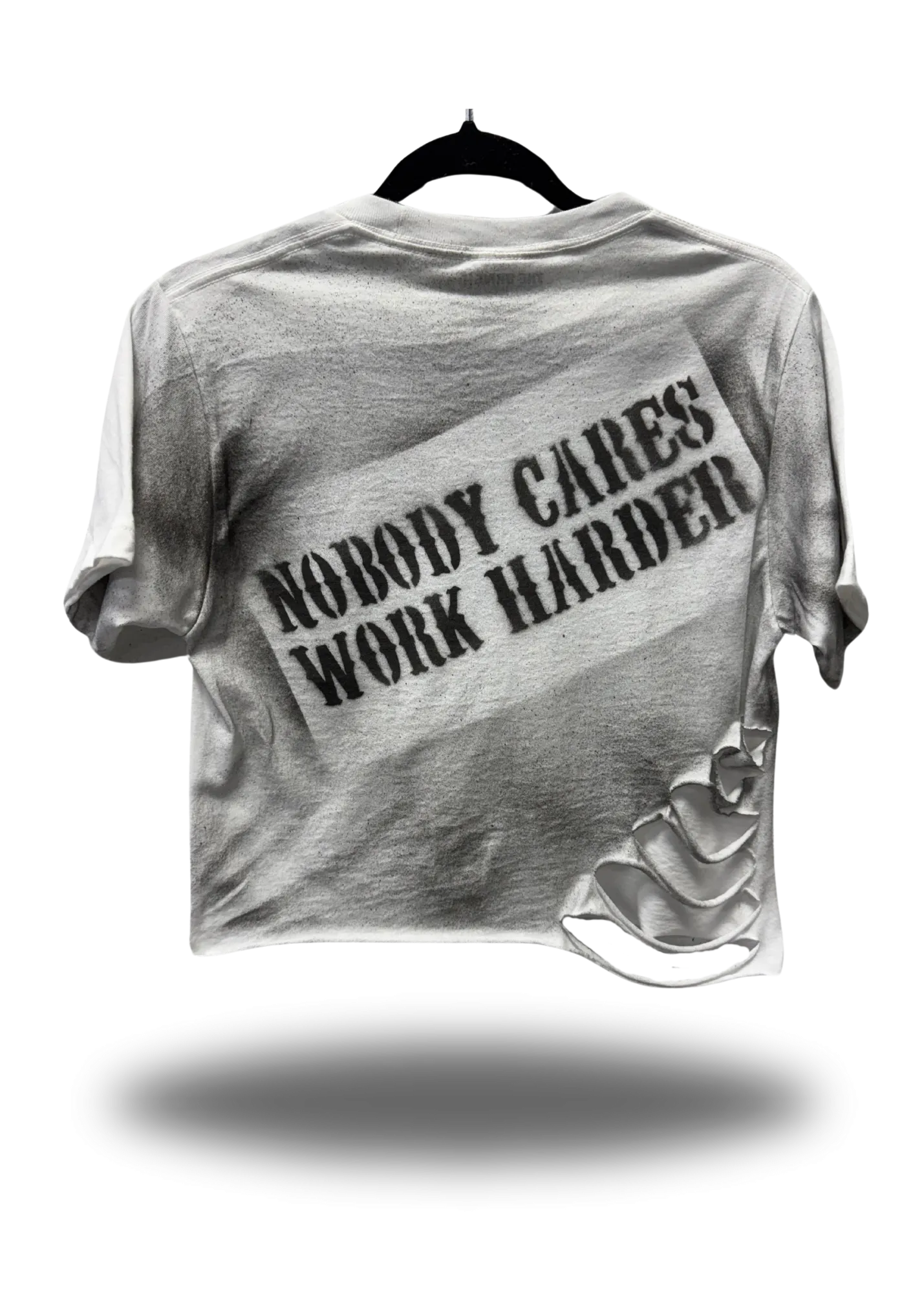 PUNK NOBODY CARES WHITE CROP TOP