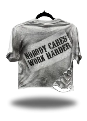 PUNK NOBODY CARES WHITE CROP TOP