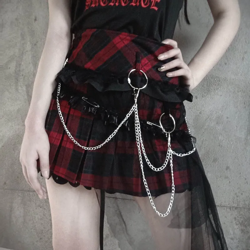 Punk Stitching Lace Woolen Skirt
