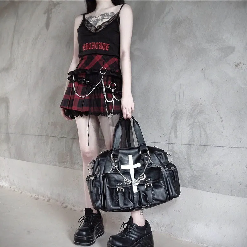 Punk Stitching Lace Woolen Skirt