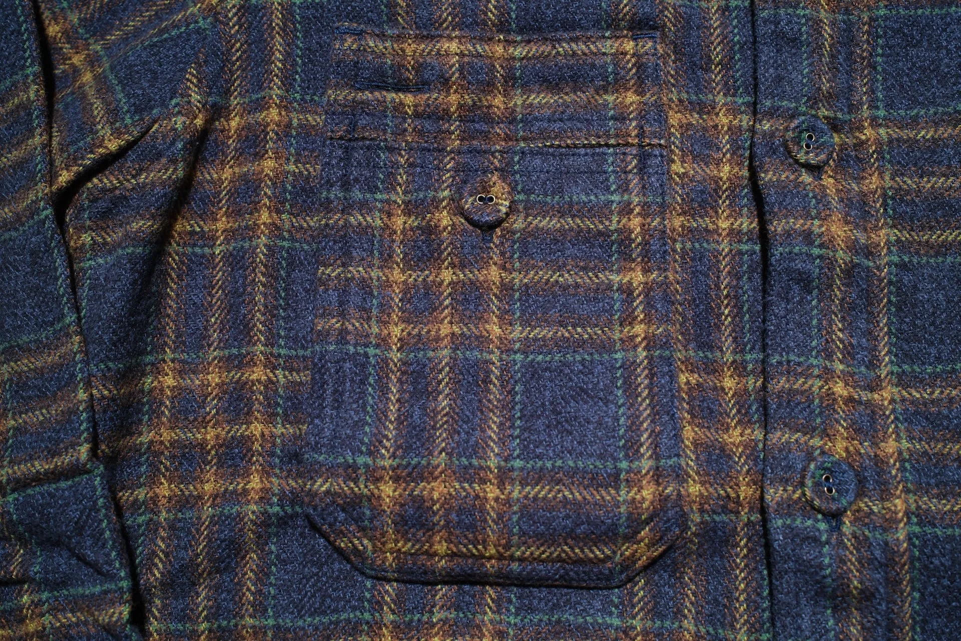 Pure Blue Japan 11oz "Cotton Tweed" Flannel Early Workshirt (Navy)