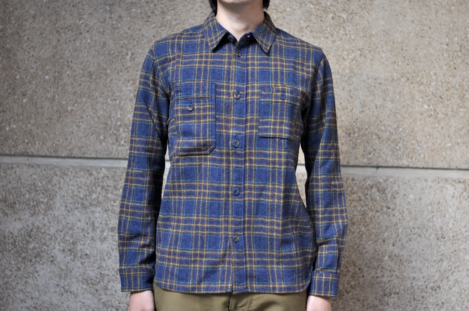 Pure Blue Japan 11oz "Cotton Tweed" Flannel Early Workshirt (Navy)