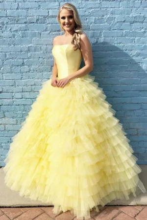 Quinceanera Dresses Elegant Strapless Floor Length Prom Dresses Ball Gown