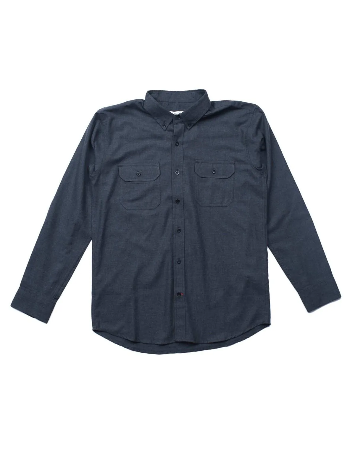 Qutn Button Down LS DP Black Flannel Shirt
