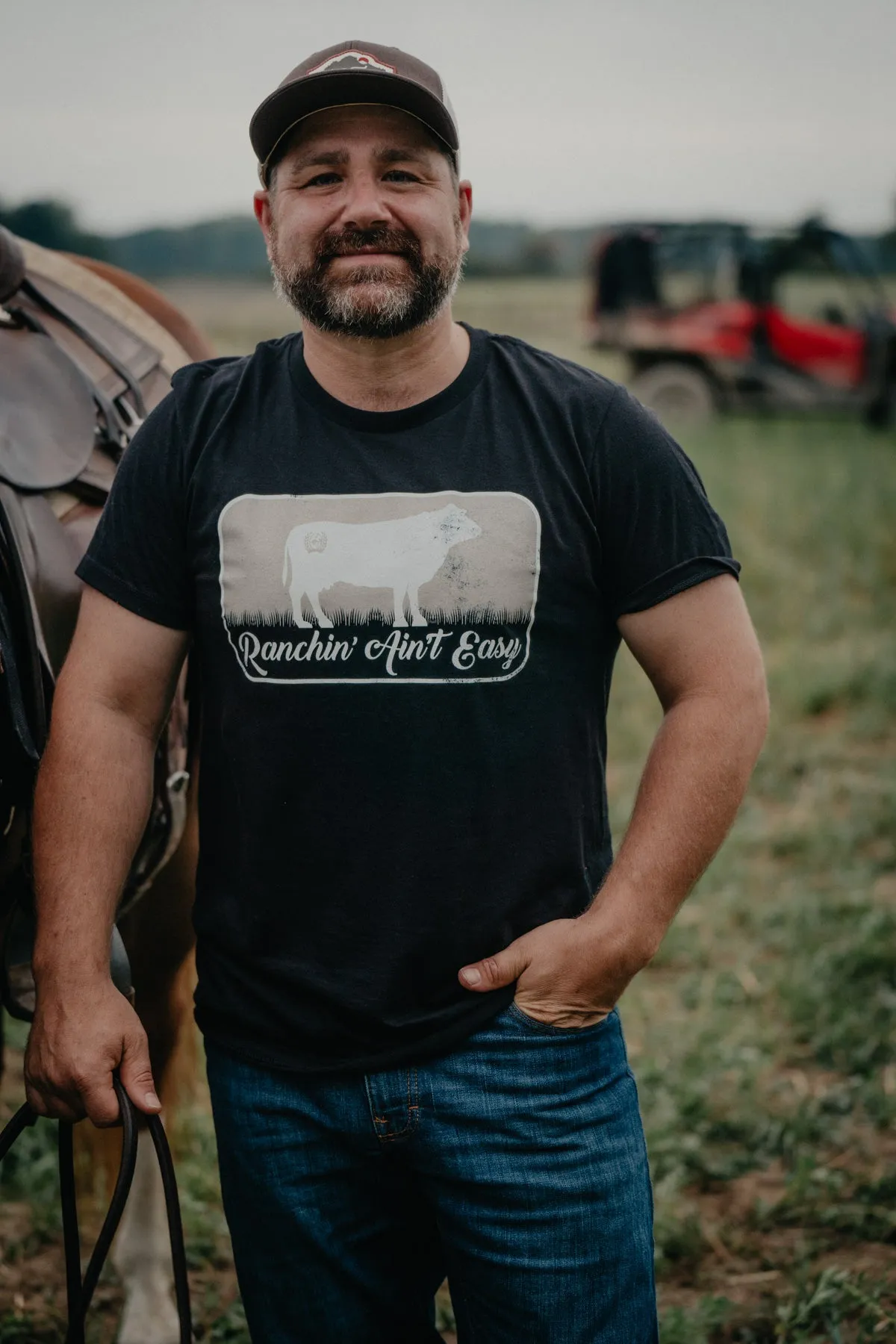 'Ranchin Aint Easy' CINCH Black Graphic T-Shirt (XXL Only)