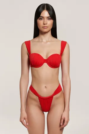 Red Cheeky Ruched Bottom