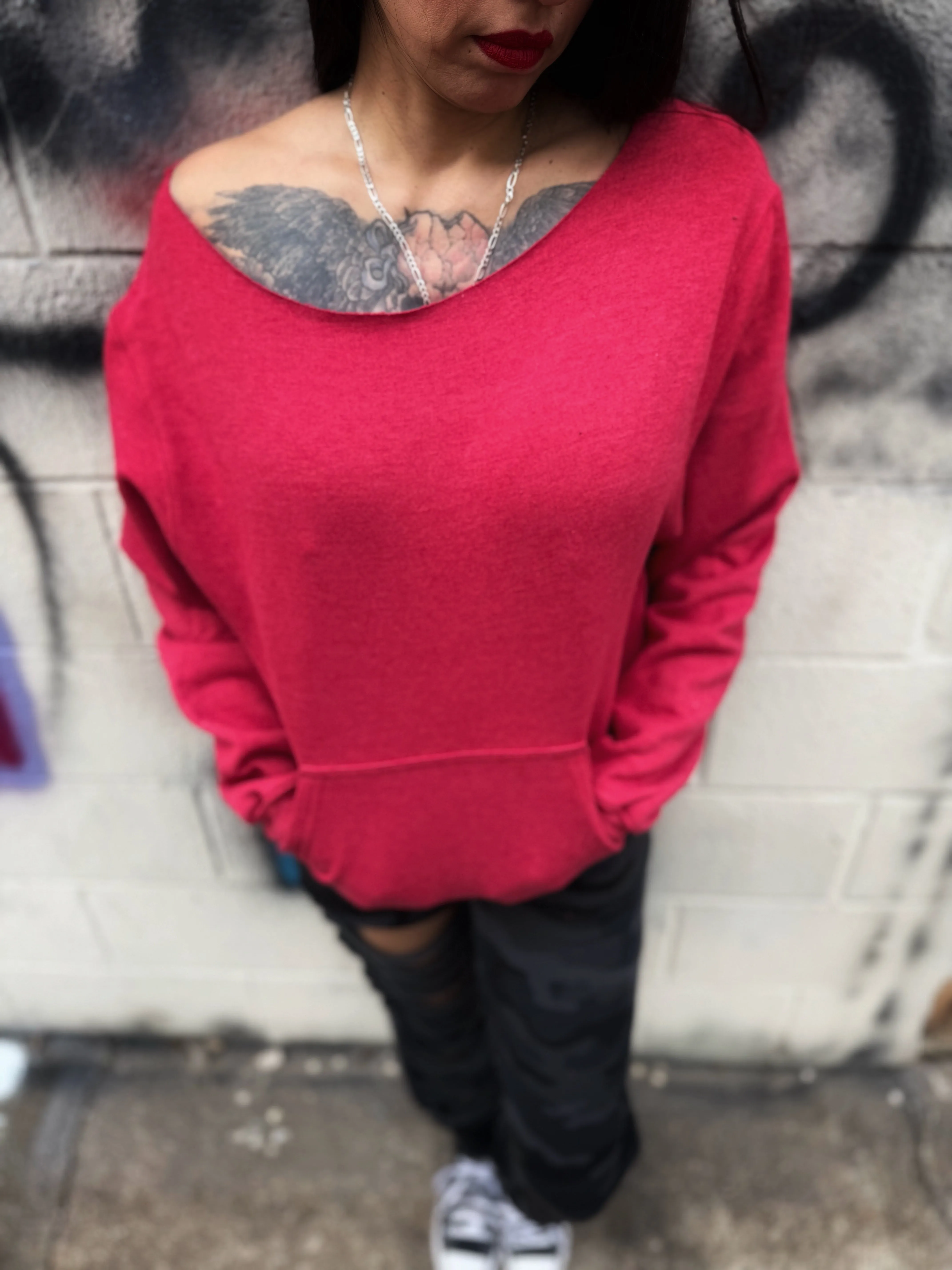 RED ROAD RASH WIDENECK SWEATER 1.0