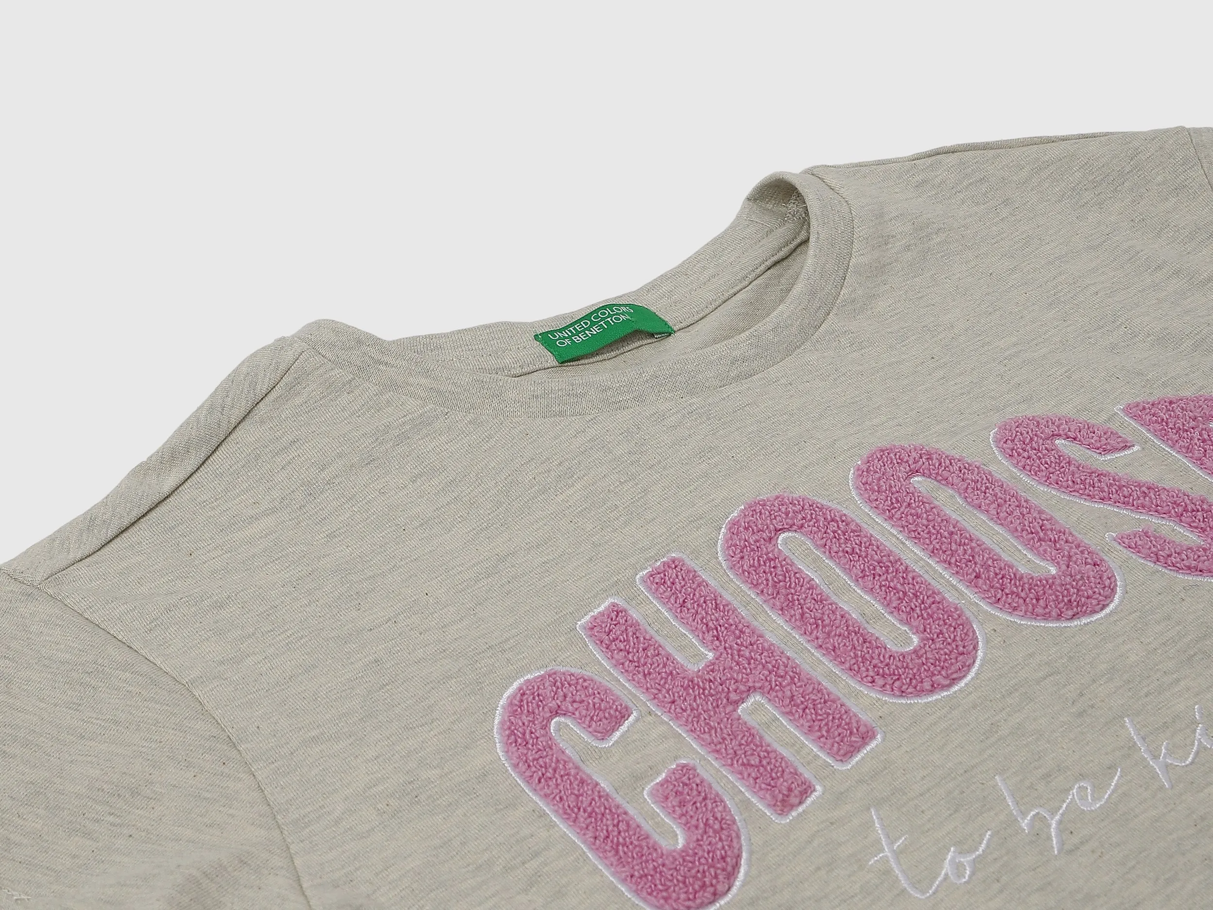 Regular Fit Round Neck Fleece-Lined Slogan T-Shirt