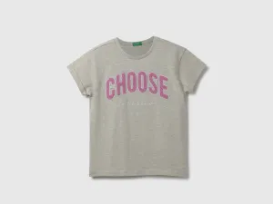 Regular Fit Round Neck Fleece-Lined Slogan T-Shirt