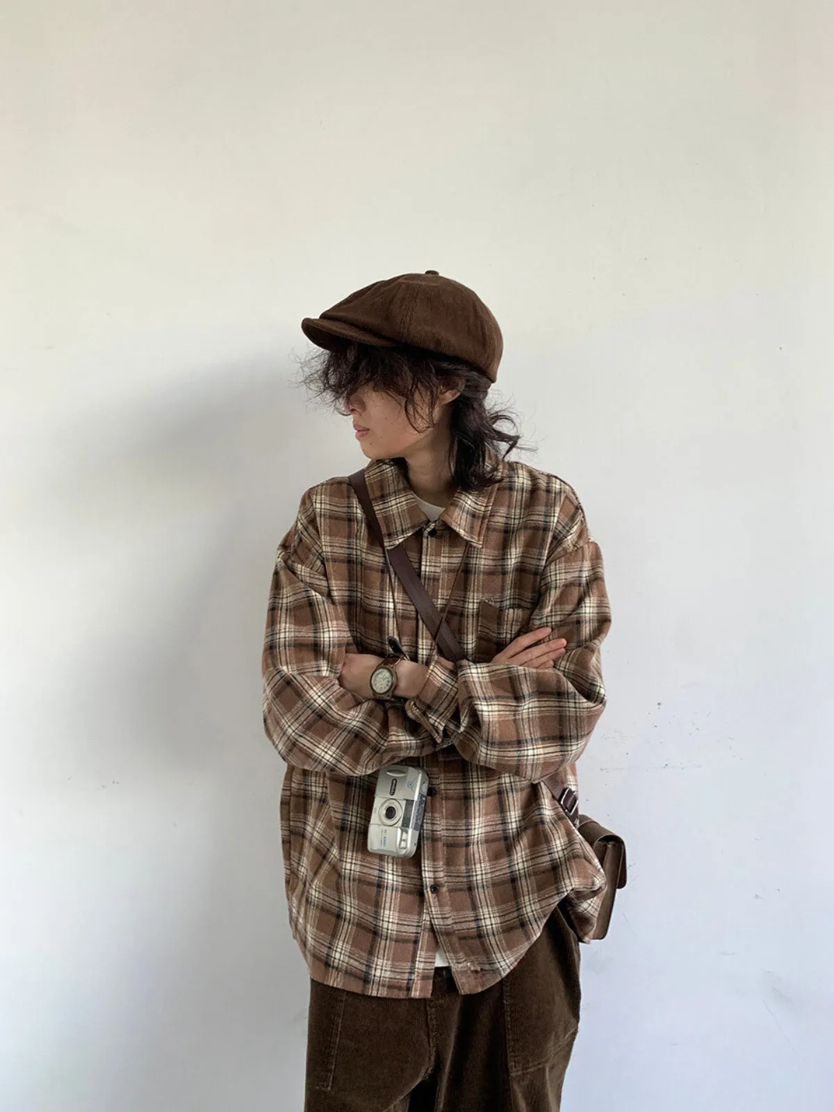 Retro Japanese Woolen Plaid Shirt