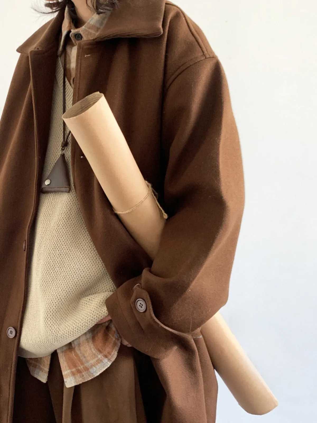 Retro Solid Color Woolen Coat