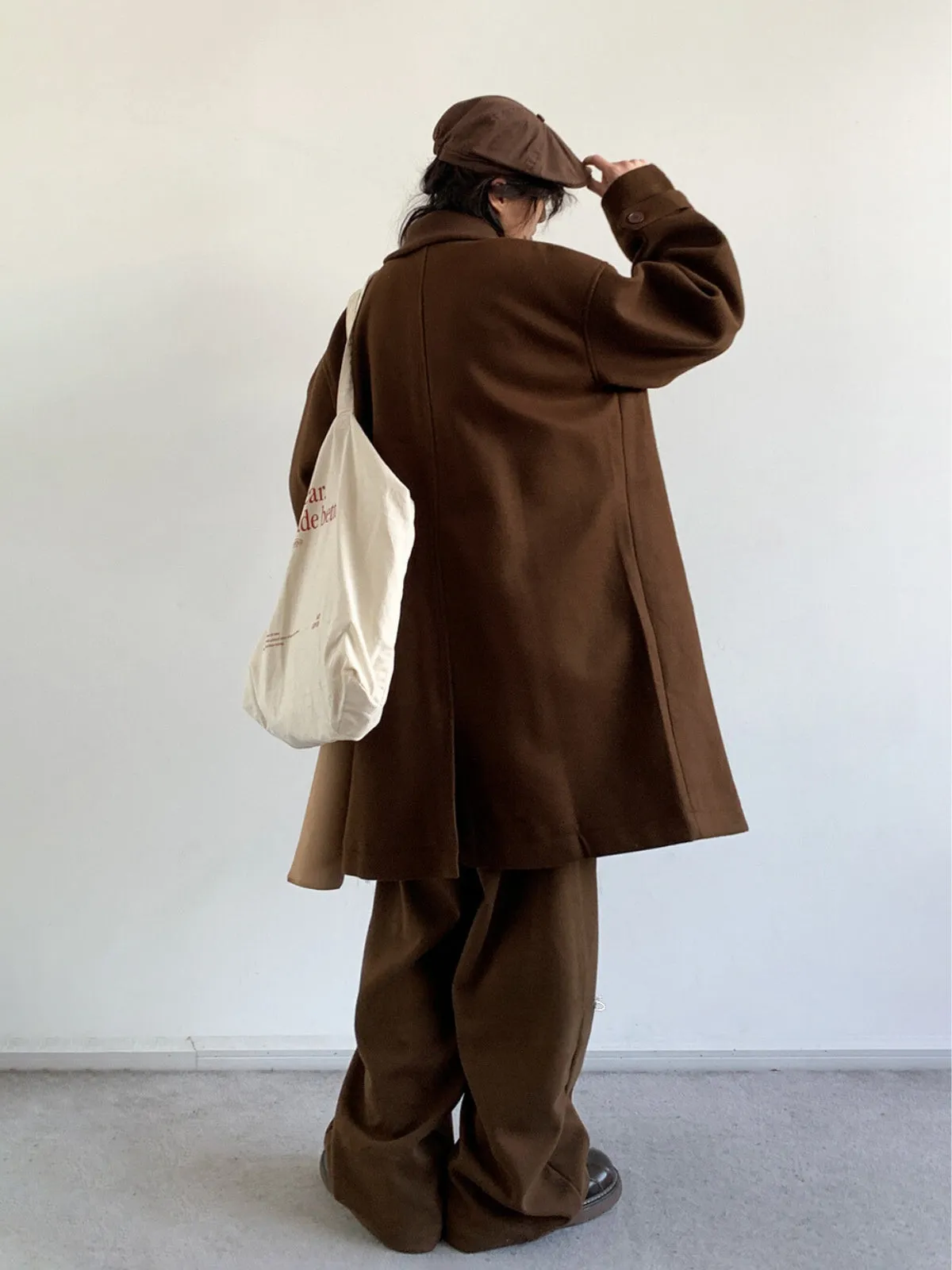 Retro Solid Color Woolen Coat