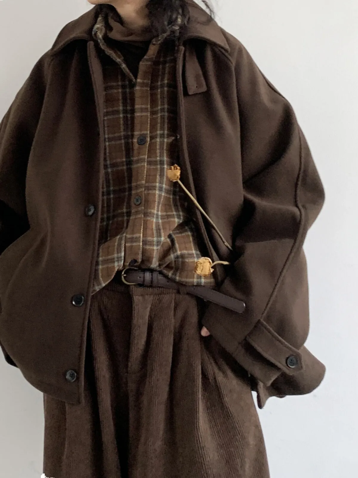 Retro Woolen Raglan Sleeve Coat
