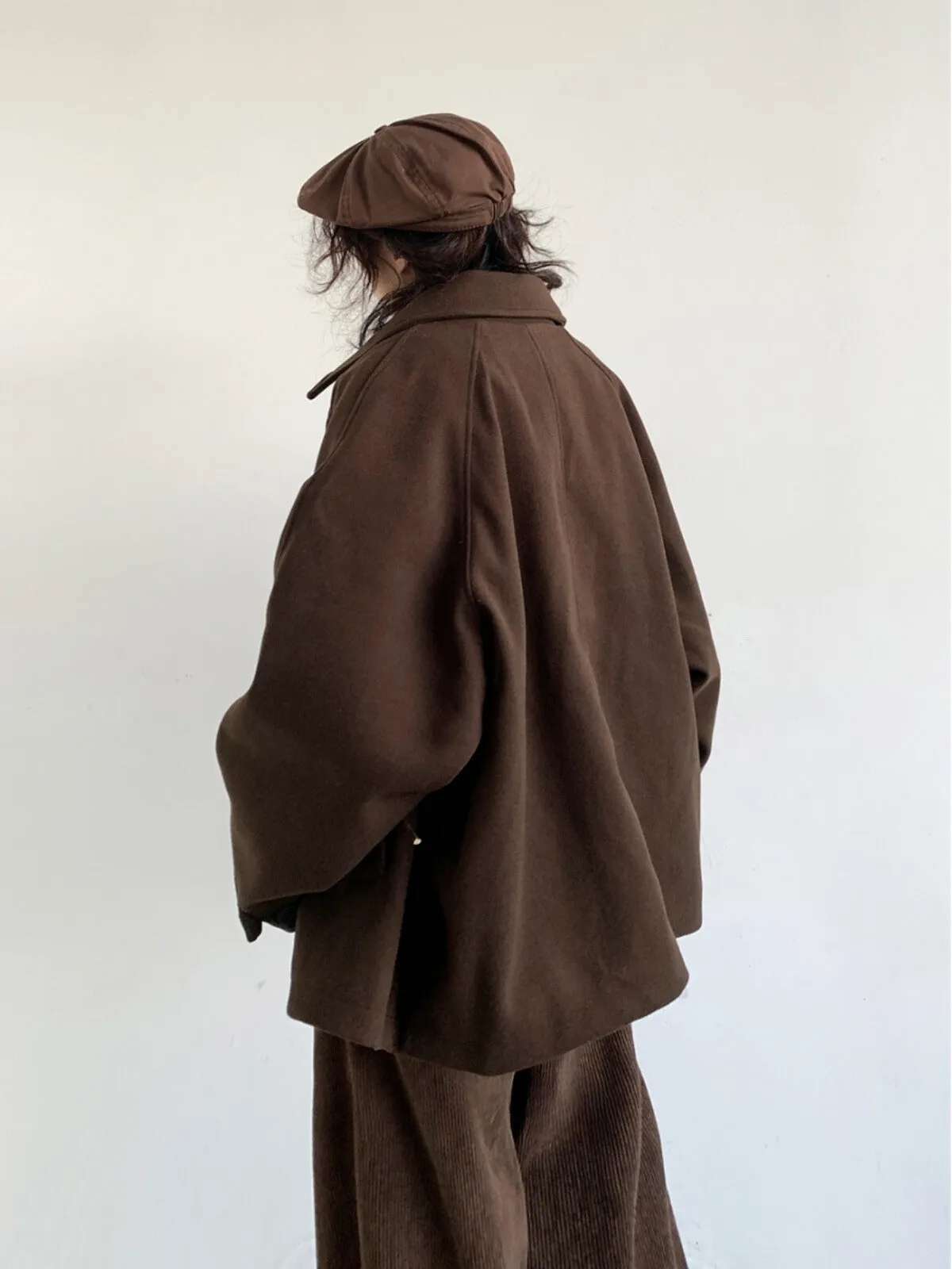 Retro Woolen Raglan Sleeve Coat