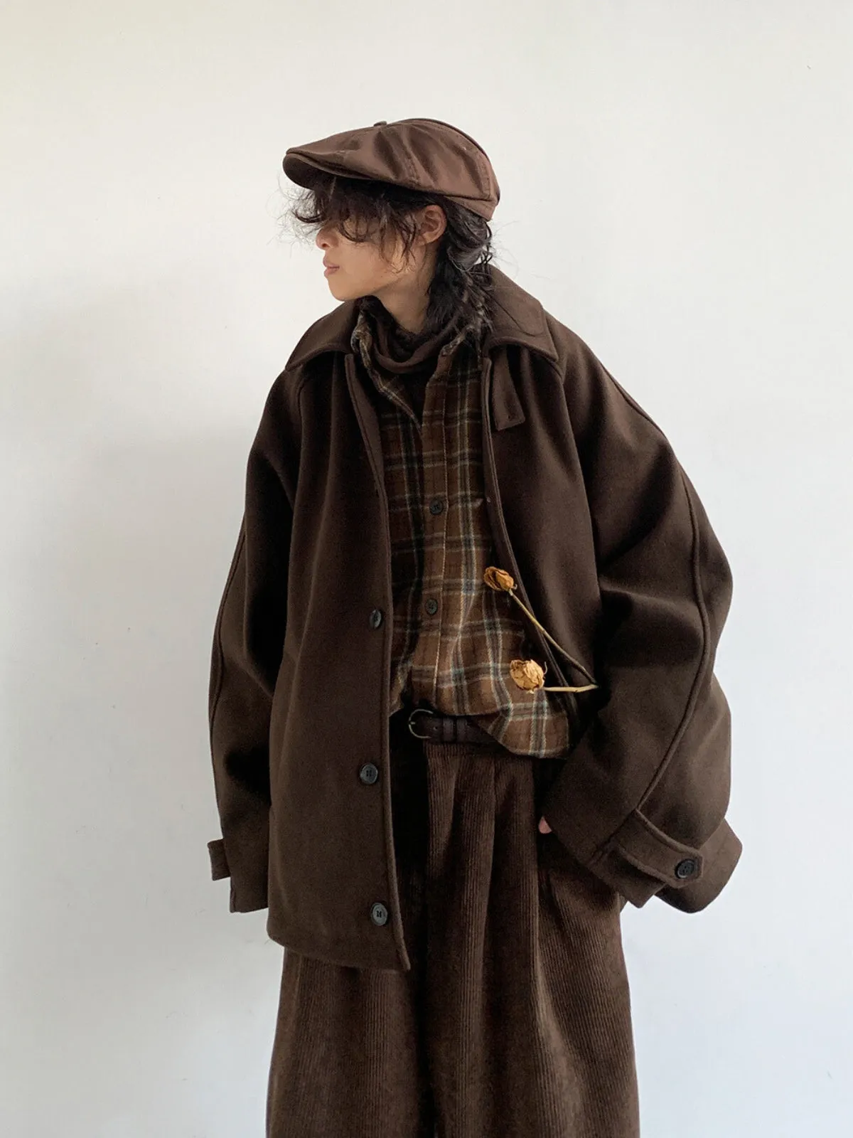 Retro Woolen Raglan Sleeve Coat