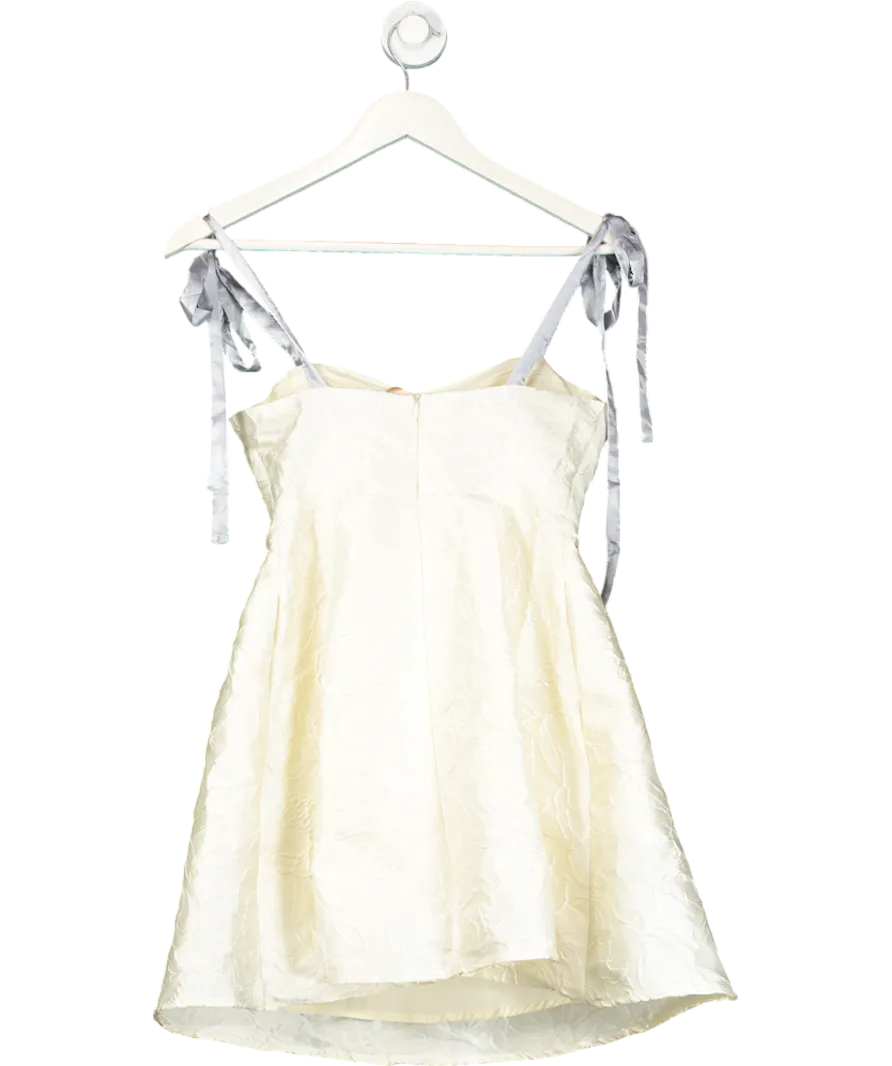 Rihoas Cream Strapless Mini Dress With Floral Pattern UK XS