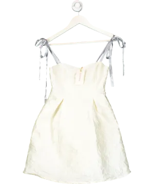 Rihoas Cream Strapless Mini Dress With Floral Pattern UK XS