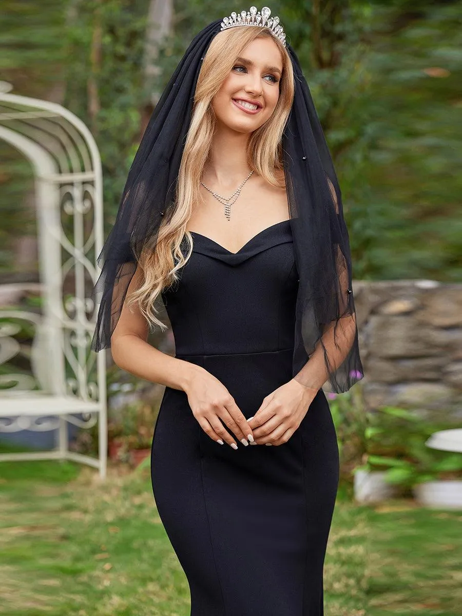 Robe de mariée sirène de couleur unie à épaules dénudées
