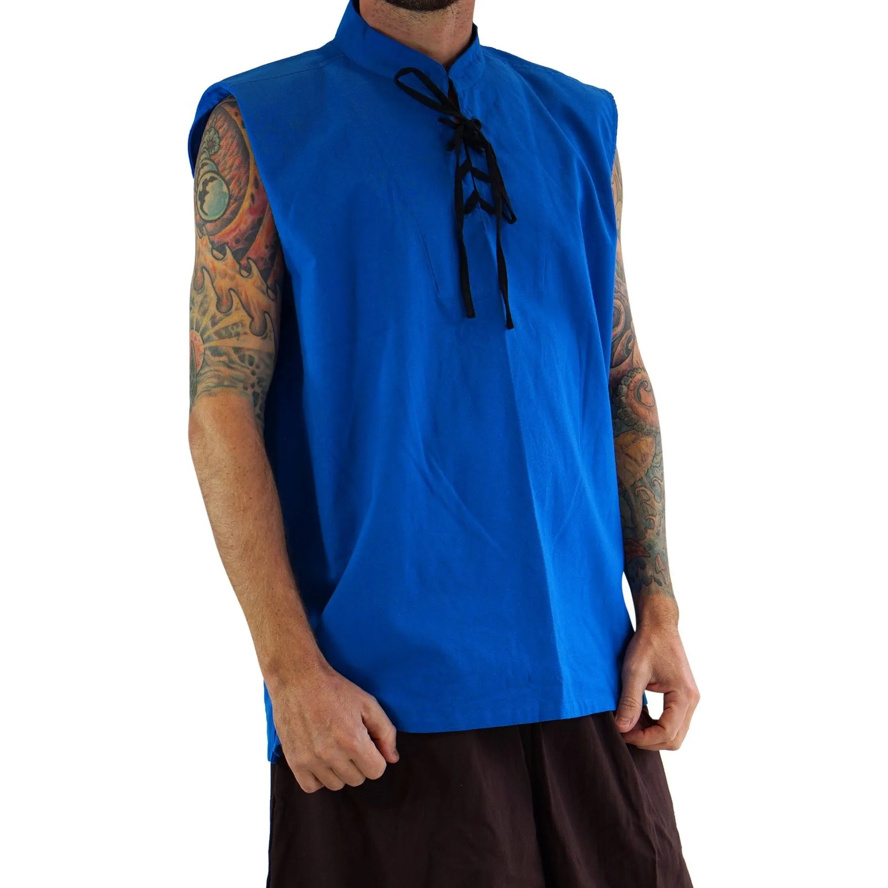 'Rogue' Medieval Sleeveless Shirt - Blue